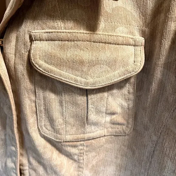 Chico’s Corduroy Palia Jacket Size Small in Camel Jacquard Damask - Picture 9 of 13